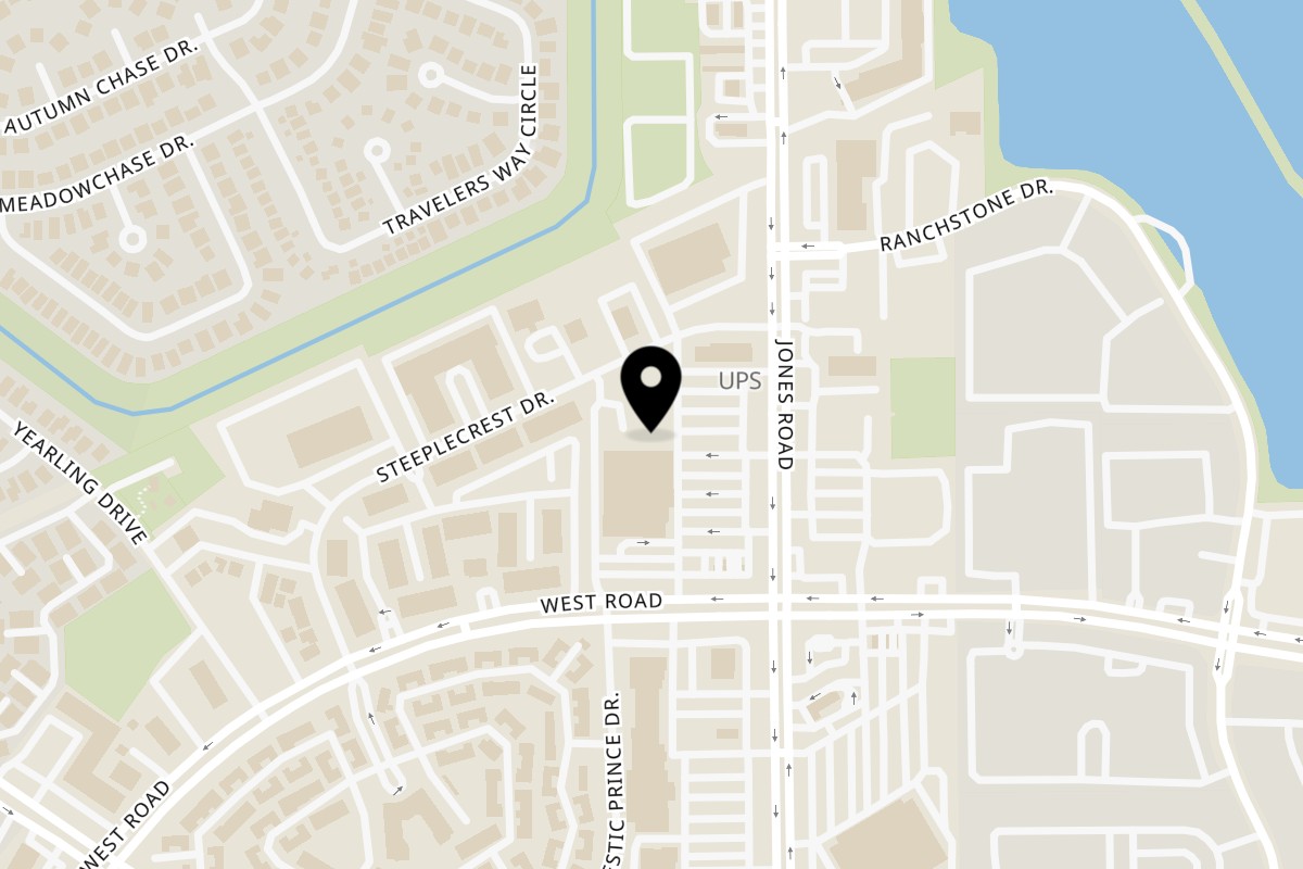 Map showing the location of BIG STACK BURGER on 9561 Jones Rd in Houston